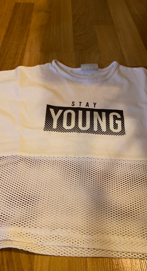 Kız Çocuk Beyaz Baskılı File Detaylı Tişört ikili - Görsel 3