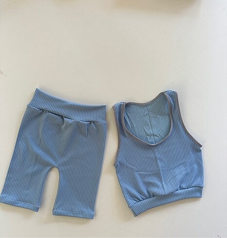 Çizgili biker tayt crop takım
