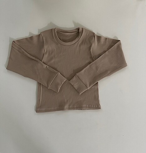 Fitilli bisiklet yaka uzun kollu crop