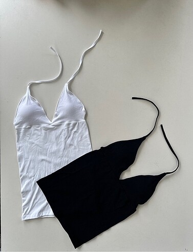2 li Fitilli şık bluz crop pedli