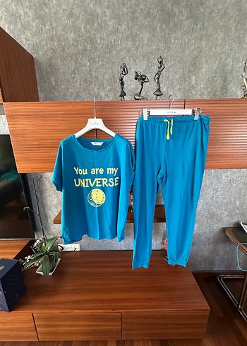 LC Waikiki Mavi Baskılı Kadın Pijama Takımı