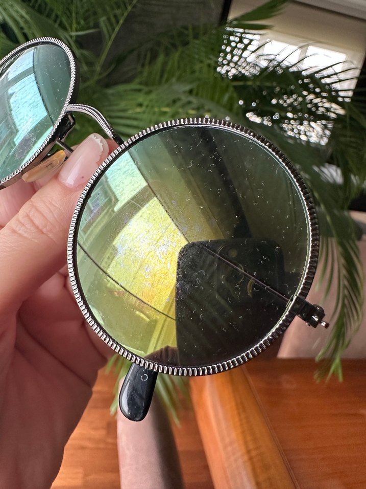 Vintage Yuvarlak Yeşil Gözlük - Görsel 3