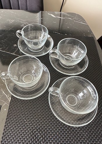 Şeffaf Cam Fincan ve Tabağı Seti