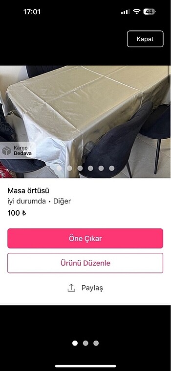  Beden Masa örtüsü kullanım durumu fiyata yansıtıldı