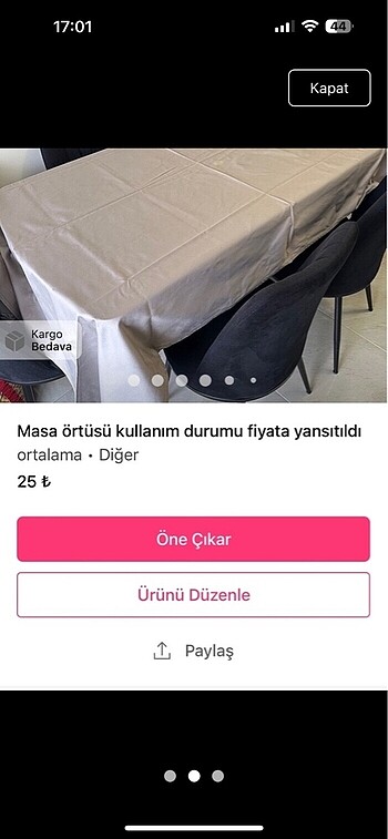  Beden gri Renk Masa örtüsü kullanım durumu fiyata yansıtıldı