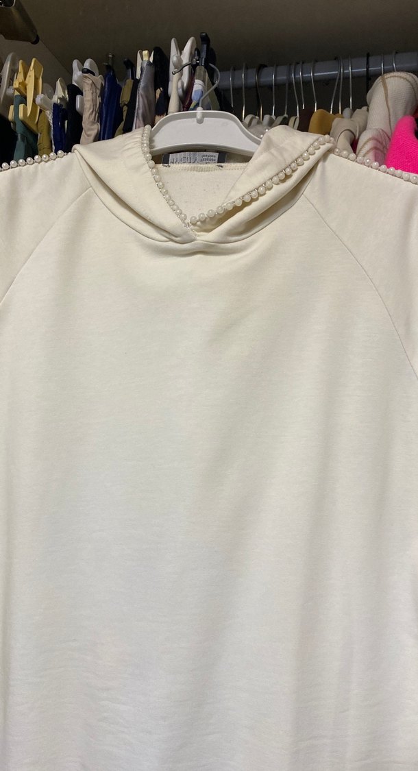 İnci  Detaylı Beyaz Kadın Sweatshirt - Görsel 2