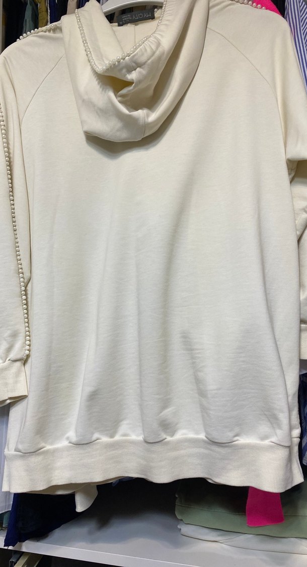 İnci  Detaylı Beyaz Kadın Sweatshirt - Görsel 5