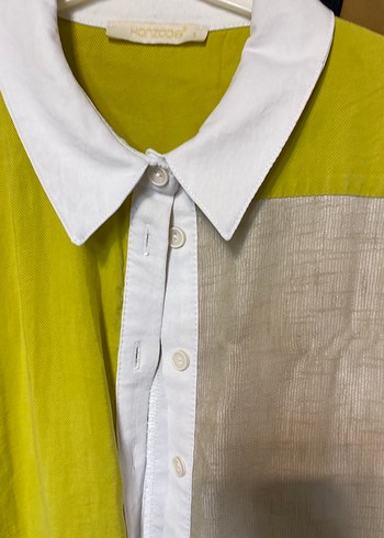 Renk Bloklu Keten Kadın Gömlek - Görsel 2