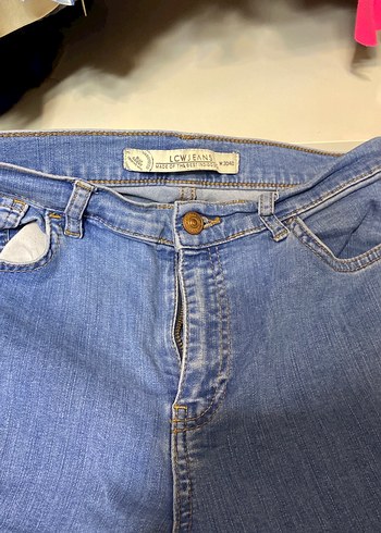 Düğmeli Mavi Kadın Midi Kot Pantolon - Görsel 4