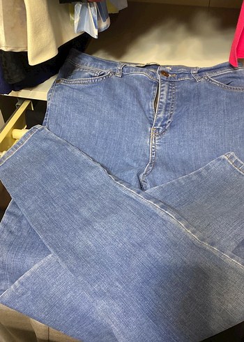 Düğmeli Mavi Kadın Midi Kot Pantolon - Görsel 2