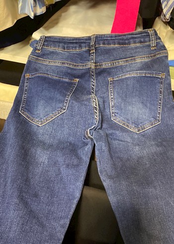 Casual Düğmeli Mavi Kadın Kot Pantolon - Görsel 3