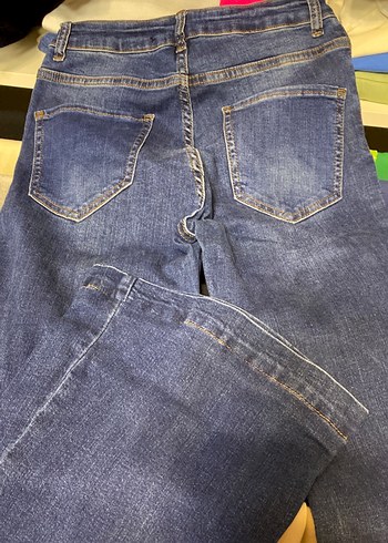 Casual Düğmeli Mavi Kadın Kot Pantolon - Görsel 4