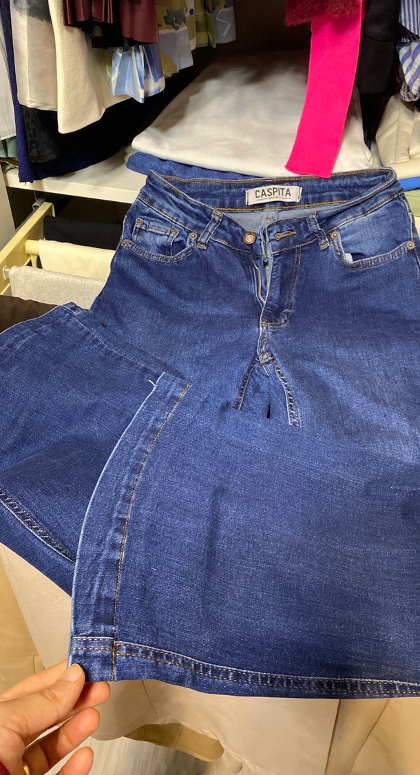 Casual Düğmeli Mavi Kadın Kot Pantolon - Görsel 2