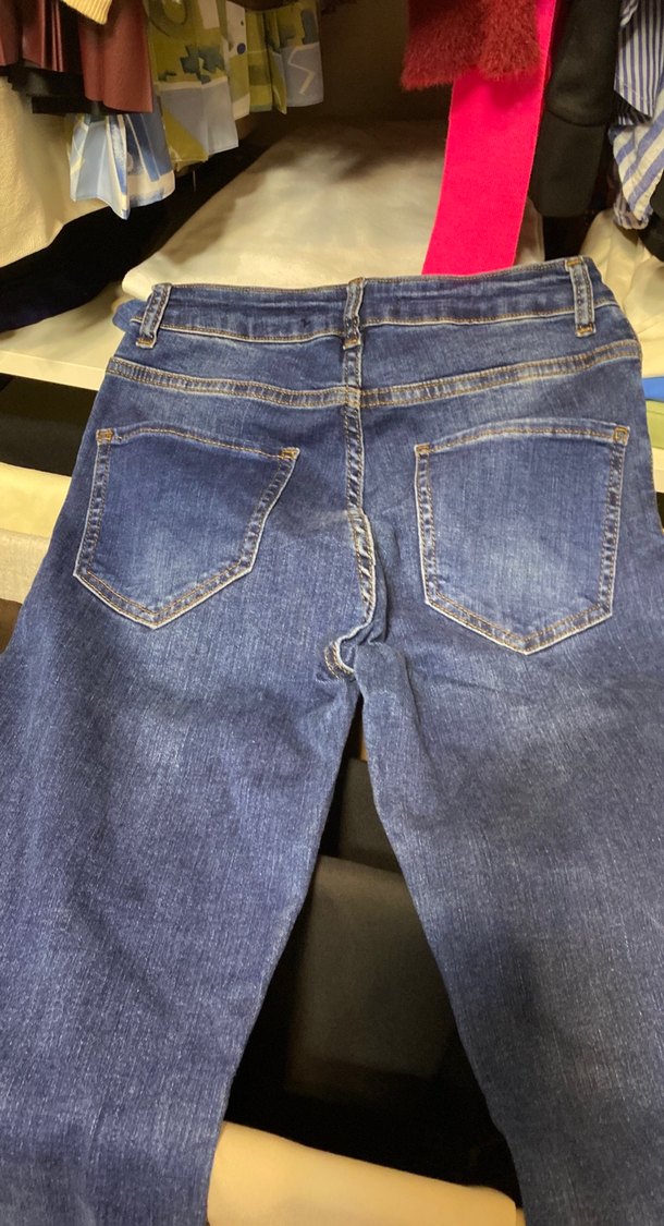 Casual Düğmeli Mavi Kadın Kot Pantolon - Görsel 3