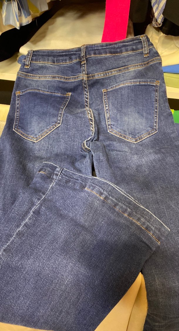 Casual Düğmeli Mavi Kadın Kot Pantolon - Görsel 4