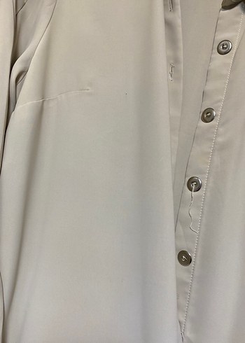 Bej Düğmeli Kadın Uzun Kollu Gömlek - Görsel 5