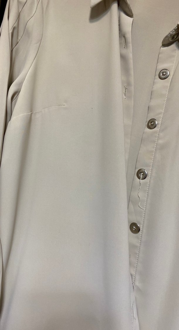 Bej Düğmeli Kadın Uzun Kollu Gömlek - Görsel 5