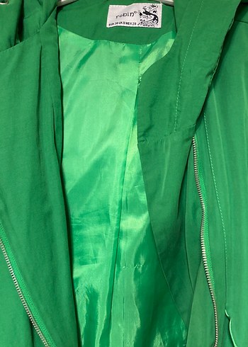 Uzun Yeşil yağmurluk  Fermuarlı - Görsel 5