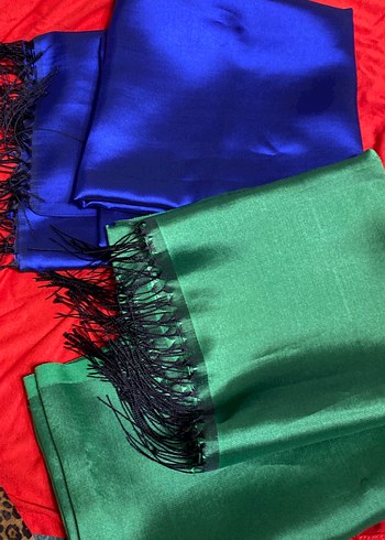 Parlak Çok Renkli Kadın Saten Şal - Görsel 2