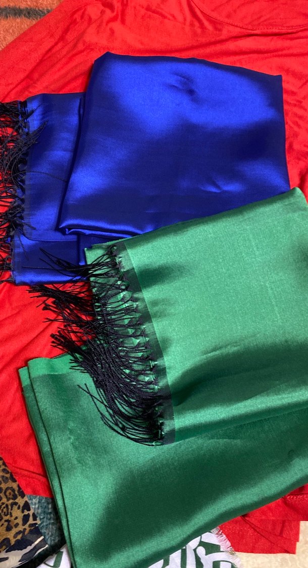 Parlak Çok Renkli Kadın Saten Şal - Görsel 2