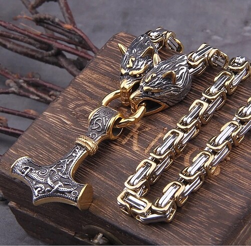 VIKINGS KURT BAŞLI ÇELİK KOLYE