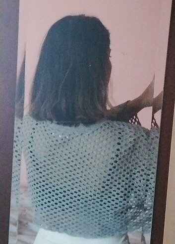 s Beden gri Renk Koton fileli crop top