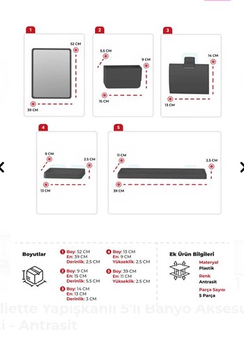 Banyo Ayna 5li Seti Sıfır Kutusunda - Görsel 8