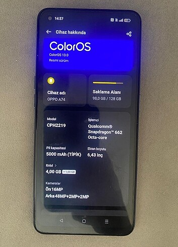 MANİSA TURGUTLU Oppo A74 128gb - Görsel 6
