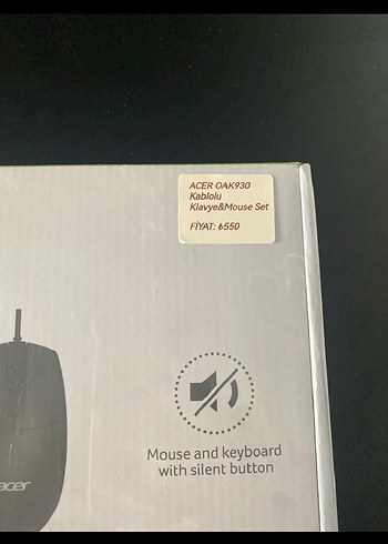 Acer oak930 kablolu sessiz tuşlu klavye mouse - Görsel 3