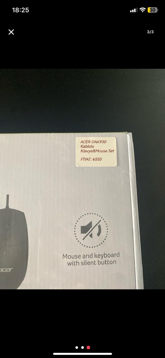 Acer oak930 kablolu sessiz tuşlu klavye mouse - Görsel 3