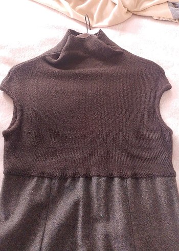 Yünlü kumaş ve örgü üst elbise - Görsel 4