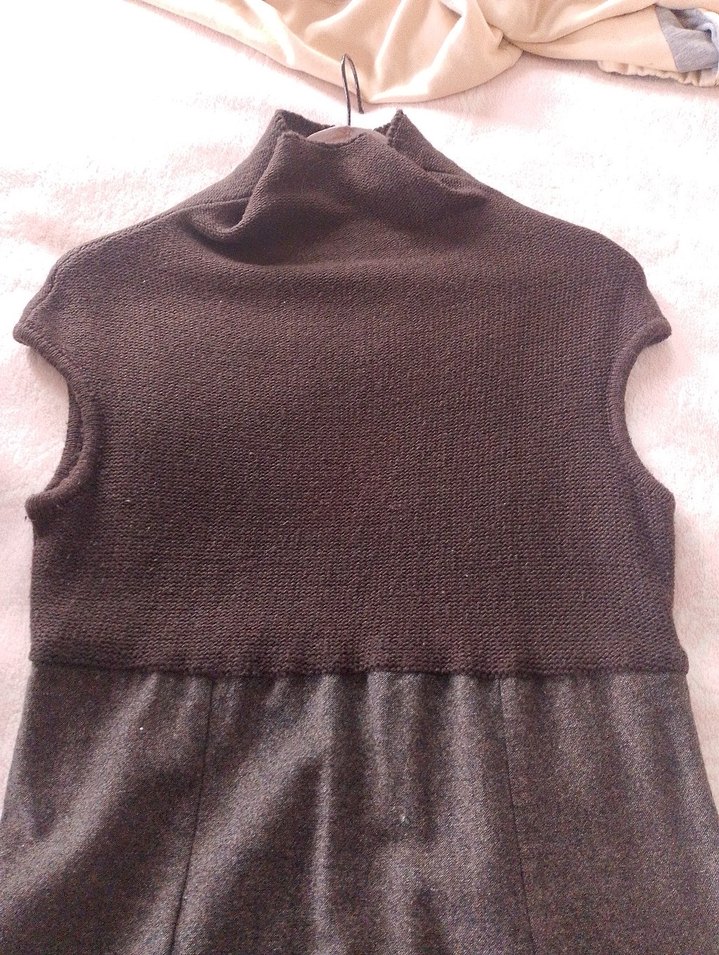 Yünlü kumaş ve örgü üst elbise - Görsel 4