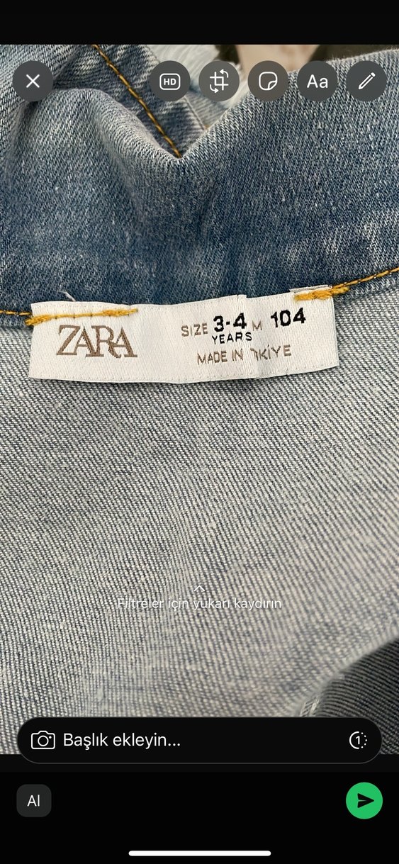 Nakışlı Düğmeli Kız jean etek yelek takım hiç giyilmemiş - Görsel 3