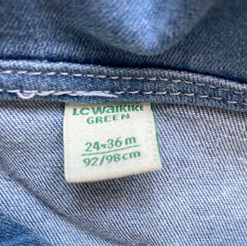 Mavi Nakışlı kız  Çocuk Denim Tulum - Görsel 3