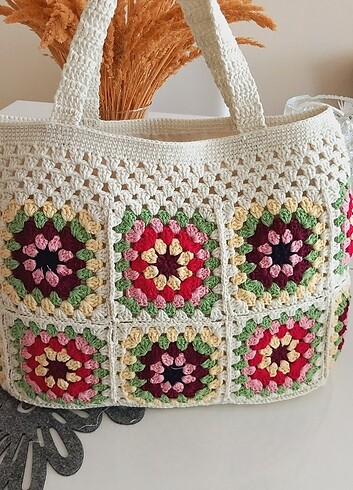 Beden Koton iplikten motif tasarım çanta