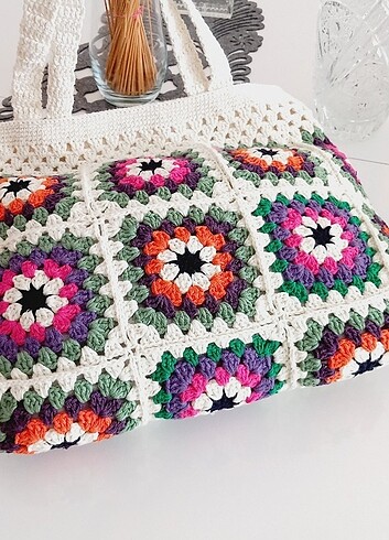 Beden Koton iplikten motif tasarım çanta