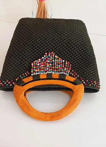 Beden Polyester makrome ipinden bohem çanta