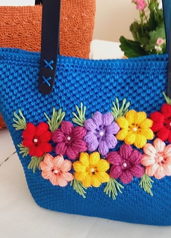 Polyester makrome ipinden motif tasarım çanta