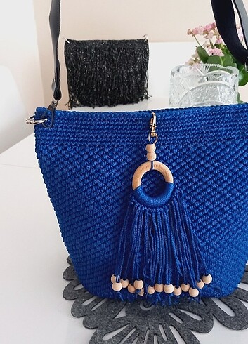 Polyester makrome ipinden bohem çanta