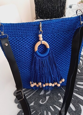Beden Polyester makrome ipinden bohem çanta