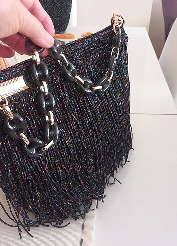 Yeni simli polyester makrome ipinden sacakli çanta