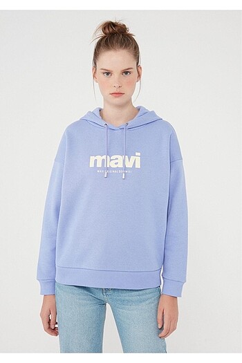 Mavi Logo Baskılı Sweat