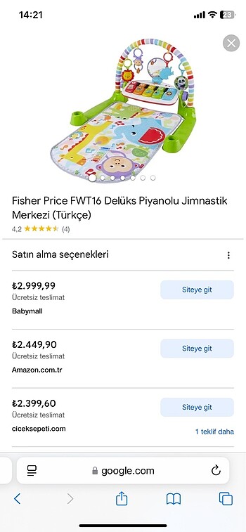  Beden Renk Fisher price oyun halısı