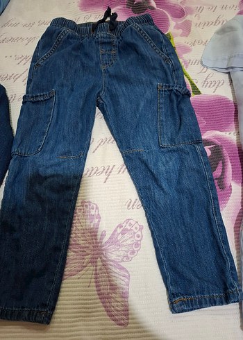 6 Yaş Beden mavi Renk Mavi Desenli Erkek Çocuk Slim Fit Jean
