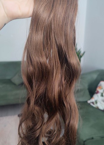 Kahverengi Elastik Dalgalı Saç , postiş , postit , takma saç - Görsel 4