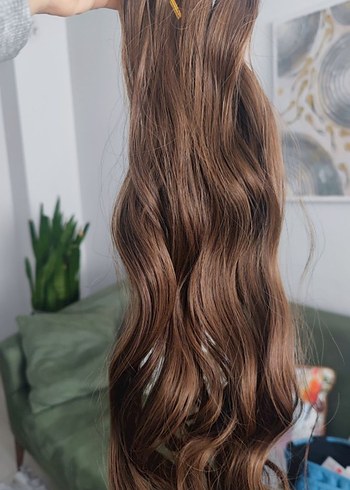 Kahverengi Elastik Dalgalı Saç , postiş , postit , takma saç - Görsel 2