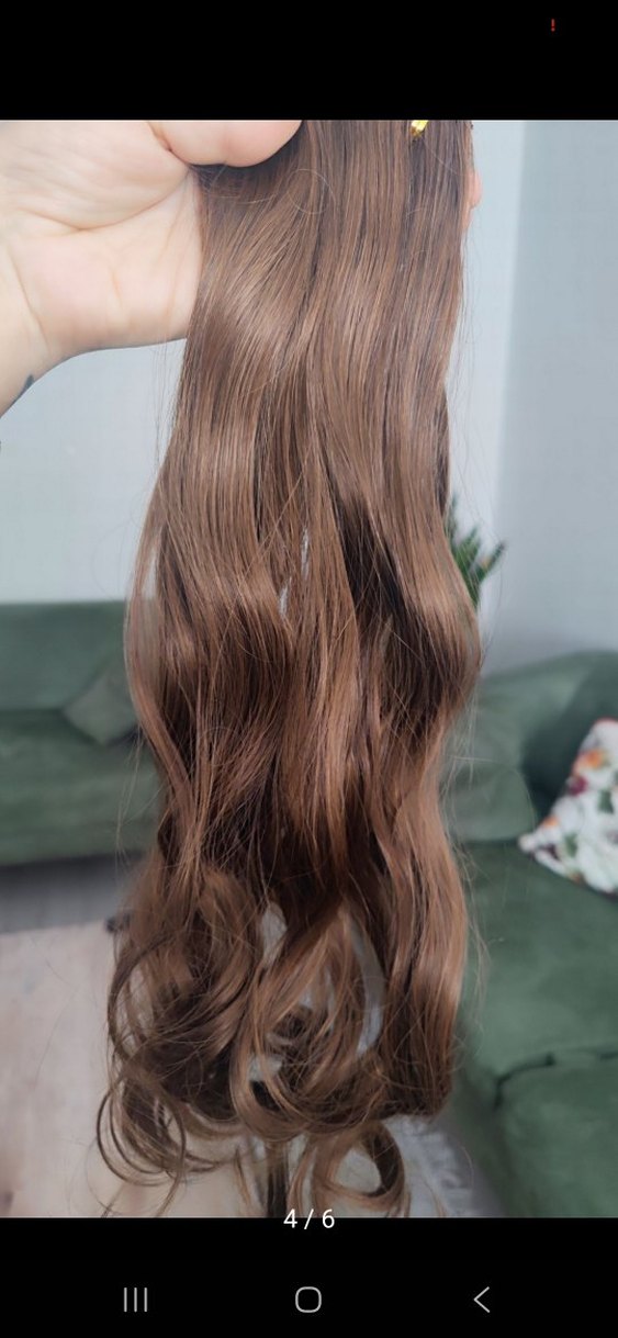 Kahverengi Elastik Dalgalı Saç , postiş , postit , takma saç - Görsel 4