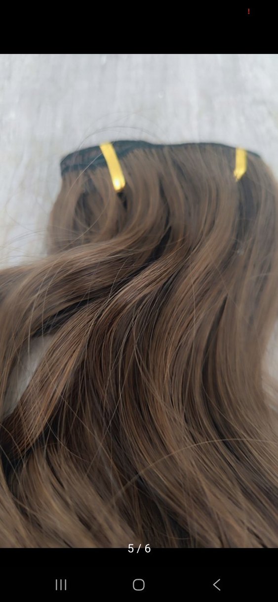 Kahverengi Elastik Dalgalı Saç , postiş , postit , takma saç - Görsel 5