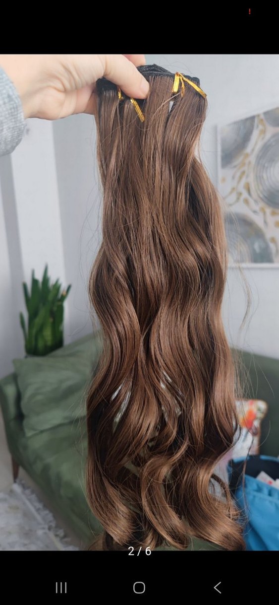 Kahverengi Elastik Dalgalı Saç , postiş , postit , takma saç - Görsel 2