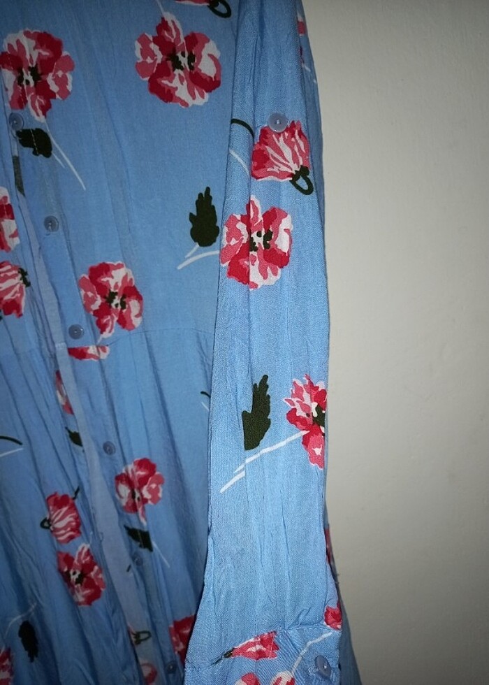 Uzun Kollu Viskon Yazlık Elbise  - Görsel 5